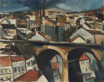 街並み Painting - 高架橋モーリス・ド・ヴラマンクの街並み都市の風景